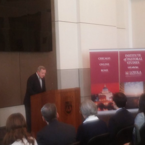 Senator Dick Durbin addressing the Loyola community 