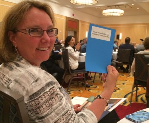 Therese Lysaught, IPS Associate Director, casts the IPS¹ first vote as an Associate Member of the ATS at its 2016 Biennial Meeting in St. Louis