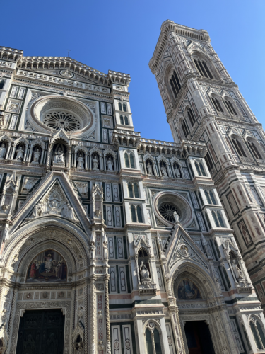 One of the largest churches in Italy, the Santa Maria was built in 1434 and is the largest landmark in Florence. It's exterior is a combination of creams, pinks, greens, and golds, and is quite unlike the detailing and colors of any other majors churches I have seen.