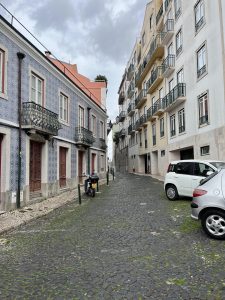 A cute street with a great example of the famous tiling on facades of buildings throughout Lisbon.